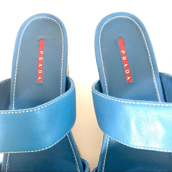 Prada | platform wedge slip on sandal - Picture 3 of 9